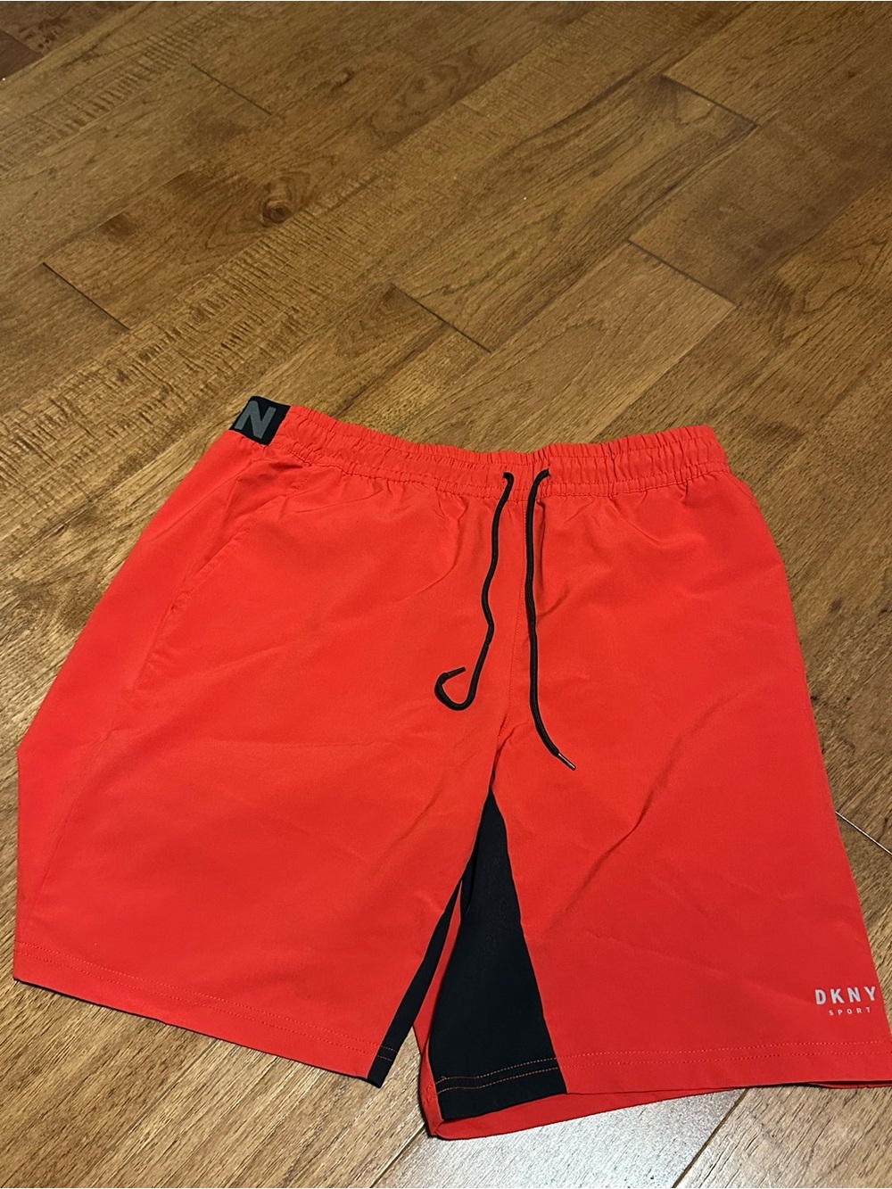 Dkny Performance Men's Red Shorts with Black Accent
